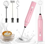 Milk frother Handeld | Electric Whisk for Baking | Coffee Frother Jug USB Rechargeable | Three-Speed Force Adjustment Milk Bubbler (pink2)