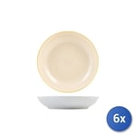 6x Deep Plates In Decorated Porcelain, Brand H&H, 20cm