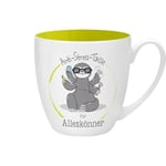 GRUSS & CO 45513 Tasse Anti-stress pour tous, 45 cl, faite à base de porcelaine New Bone China, idéale comme cadeau, jaune, 9,5 cm