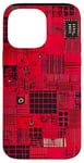 Coque pour iPhone 14 Pro Max Carte mère vintage à carreaux rouge