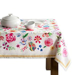 Maison d' Hermine Happy Florals - Sweety Nappe 100% Coton pour Cuisine dîner Table décoration de fête Mariage, fête mères Printemps/été (Rectangle, 160cm x 220cm)