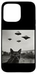 Coque pour iPhone 15 Pro Max Cat Selfie with UFO Weird 50s Photo ---