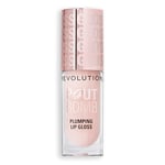 Revolution Beauty, Pout Bomb Gloss Repulpant, Brillance Intense pour des Lèvres Pulpeuses avec Acide Hyaluronique & Peptides, Végan & Sans Cruauté, Nude Lait Transparent