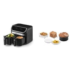 Ufesa Thunder Friteuse à air sans huile Airfryer Avec 2 paniers (4,5L + 4,5L), 11 Programmes, 1700W, Côntrole Digital, Minuterie + Ufesa Pack 4 accessoires pour friteuse à air sans huile