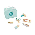 Janod - Mallette du Coiffeur - Jouet d'Imitation Métier - 6 Accessoires en Bois Inclus - Développe l'imagination - Certifié FSC - Peinture à l'eau - Dès 3 Ans, J06549