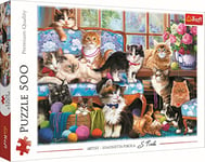 Trefl 500 Pièces DIY Moderne, Divertissement Créatif, Amusant, Puzzles Classiques avec Animaux, pour Adultes et Enfants à partir de 10 Ans, 37425, Famille de Chats