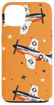 Coque pour iPhone 13 Drapeau américain minimaliste orange tropical P-51 Mustang de la Seconde Guerre mondiale