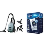 Electrolux Aspirateur traineau avec Sac 3,5L PD82-4MB Silencieux avec Smartmode Aspiration Intelligente & E201SM Sacs aspirateurs s-Bag® Classic Long Performance - Boîte de 12