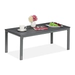 Relaxdays Gartentisch rechteckig Jardin, résistante aux intempéries, également pour terrasse et Balcon, Salon, H x l x P : 39 x 98 x 48 cm, Table d'extérieur, Gris, Plastique 50% Acier