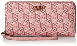 GUESS Laurel Portefeuille zippé pour Femme Grand Tour avec dragonne, Pochette, Logo Rose Abricot, Taille Unique