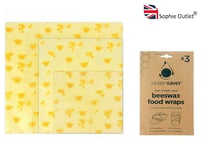 3pk Assorted Beeswax Wraps Reusable S M L Food Wrap Washable Storage OT318784 UK