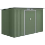 Abri de jardin - remise pour outils - cabanon portes verrouillables - dim. 2,8L x 1,3l x 1,72H m - tôle d'acier gris vert