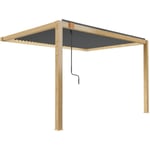 Pergola bioclimatique adossée 3x4 m en bois avec 1 store