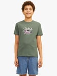 Jack & Jones Kids' Fastrunner 1 Script Logo T-Shirt, Laurel Wreath