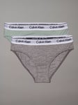 Calvin Klein Kids' Bikini Briefs, Pack of 2, Jadeite/Grey Heather