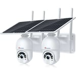 Ctronics - Lot de 2 Caméra Surveillance WiFi Extérieure avec Panneau Solaire Caméra S20 2K 4MP sans Fil sur Batterie Rechargeable Détection Humaine