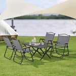 Set de table et 4 chaises de camping Botrugno tissu Oxford 600D gris