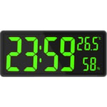 Réveil Numérique, Horloge Murale Réveil Matin LED Digital Miroir Grand Ecran avec Température Date, USB Clock pour Maison Bureau, noir,Horloge