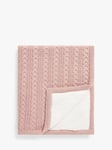 John Lewis Cable Knit Sherpa Fleece Baby Blanket