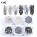 6 st nagelklistermärken Färger Glitter Set Höst och Vinter Diamant i Skräpet Rosa Champagne Pailletter Nagel Glitter Nagel E