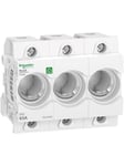 Schneider Electric Resi9 neozed d02 3p 63a fuse holder without screw head fits din rail. d02 black screw heads are supplied in pack of 10 r9j02063