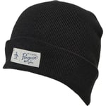 ORIGINAL PENGUIN Mens Black Classic Flat Cuff Beanie  Hat One Size Fits Most