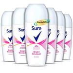 6x Sure Bright Bouquet 48Hr Anti-Perspirant Deodorant Roll On Alcohol Free 50ml