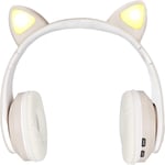 Casque Bluetooth Oreille De Chat,Écouteur Sans Fil Bluetooth Mignon,Pour Enfants,Conception De Lumières Led Oreille De Chat(Kaki)