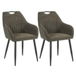 FABRICE - Lot de 2 Fauteuils de Table Tissu Maille Polyester et Liseré Vert Foncé