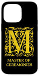 Coque pour iPhone 14 Pro Max Master of Ceremonies MC Vintage Gold Letter M