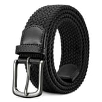 LAKIDAY Ceinture Homme Elastique Unisexe Tissu élastique Ceinture Élastique Tressée Stretch Belt Ceinture Étirable Pour les Hommes et les Femmes Plusieurs Couleurs Noir Longueur 120cm