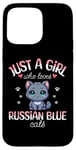 Coque pour iPhone 15 Pro Max Fille Qui Aime Les Chats Bleu Russe Adore Chat Bleu Russe