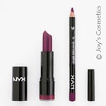 2 NYX Round Lipstick 561 Violet Ray + Slim Lip Liner 834 Prune Set Joy's