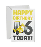 1 x Digger A5 Blank Greetings Card - Kids Birthday 6th 6 Six Today Gift #77002