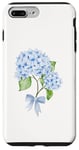 Coque pour iPhone 7 Plus/8 Plus Bleu Hortensias Bleu Bow Cottagecore Esthétique