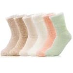 6 Paires de Chaussettes en Peluche Douces pour Femmes - Chaussettes Pantoufles Chaudes pour l'hiver, la Maison et Le Sommeil