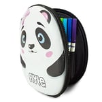 Flyte Unisex-Youth Polly the Panda Pencil Case, White/Black/Pink, One Size