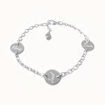 Personligt armband med gravyr, tre coins - Silver