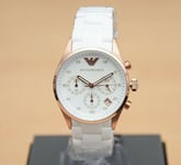 NEW EMPORIO ARMANI WOMENS WATCH RUBBER WHITE BRACELET & WHITE DIAL AR5920