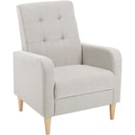 Woltu - Fauteuil Salon en Lin + Bois Massif, Fauteuil Relax, Fauteuil Cabriolet, Fauteuil Scandinave , Gris Clair