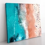Bondi Beach in Australia in Abstract Modern Canvas Wall Art Print Ready to Hang, Framed Picture for Living Room Bedroom Home Office Décor, 35x35 cm (14x14 Inch)