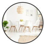 Barnyard Designs 76cm Large Round Black Metal Wall Hanging Mirror, Decorative Vintage Circle Mirror, Rustic Wall Decoration for Bathroom, Vanity or Home Decor