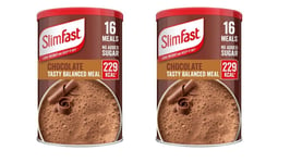 SlimFast Chocolate Flavour Shake Powder Balanced Meal Replacement 2 x 600g Tubs