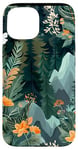 Coque pour iPhone 15 Vert Art Déco Rayé Boho Floral Forêt Pin Arbre Nature