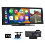 Eonon Stéréo de Voiture Portable avec sans Fil Carplay Android Auto 10,26" Moniteur à Écran Tactile 7V-32V Autoradio avec Écran Partagé, DVR, Bluetooth, Transmission FM, Lien Miroir, AUX P4