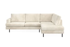 Menard Compact 4-seters Fløyel L Sofa med Sjeselong Høyre - Beige / Hvit sjeselong