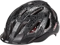 ABUS Casque de ville Urban-I 3.0 - casque de vélo avec feu arrière, visière et fermeture magnétique - pour hommes et femmes - noir avec motif floral, M (52-58 cm)