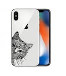 Coque Iphone XR chat doodling noir transparente