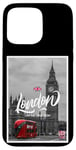 Coque pour iPhone 15 Pro Max Black & White Retro Real London with Big Ben, London Skyline