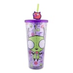 Invader Zim GIR Plastic Carnival Cup With Lid and Straw Topper Holds 24 Ounces